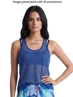 Free People S blue mesh heavy metal lover tank